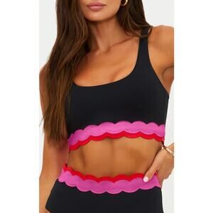 NEW Beach Riot Marin Scalloped Colorblock Bikini Top Scoopneck Size Large